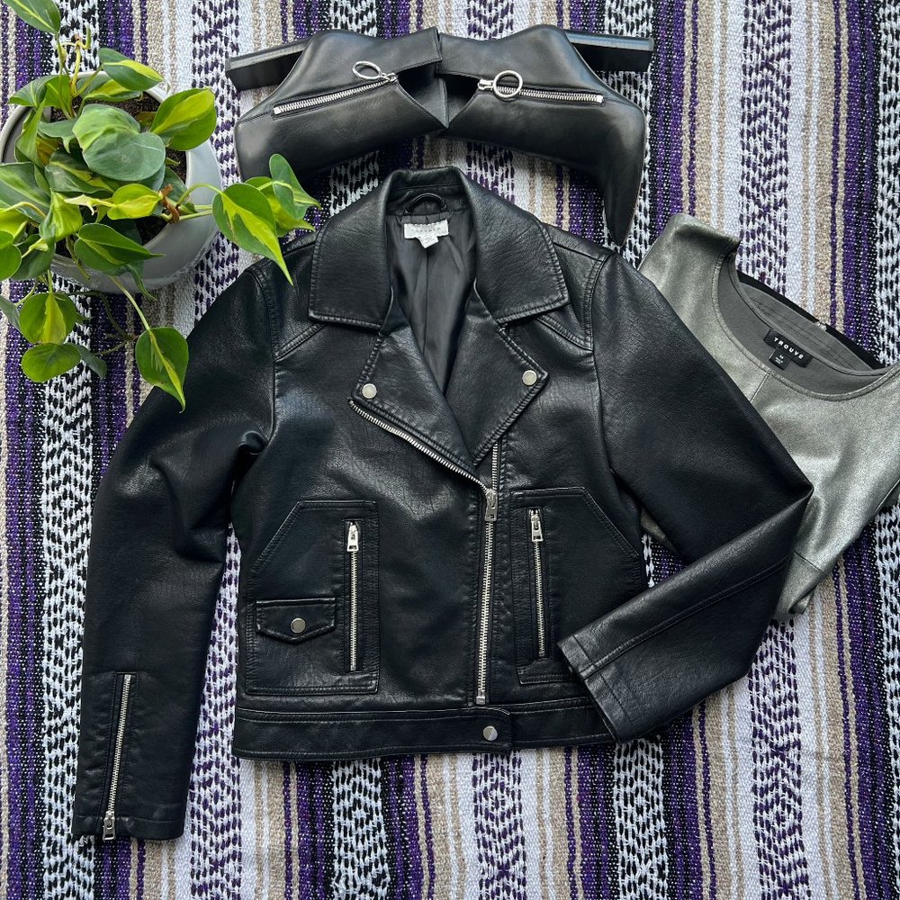 TOPSHOP Faux Leather Biker Jacket